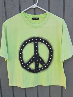 New Light Lime Peace Sign Graphic Tee